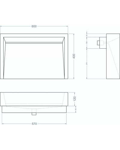 Раковина для ванной комнаты накладная Uperwood Mariana (60x40 см, прямоугольная, черный)