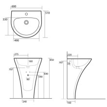 Раковина напольная 60х51 см Kerasan Aquatech 374101x1