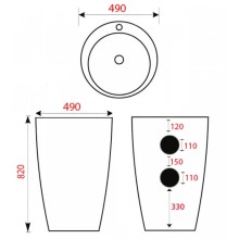 Раковина 49х49 см Mira MR-4949NPB