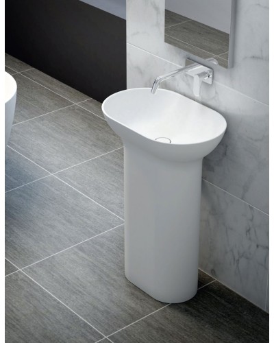 Напольная раковина из литьевого мрамора CEZARES TITAN-ROUND-60-39-90-LVB-FS