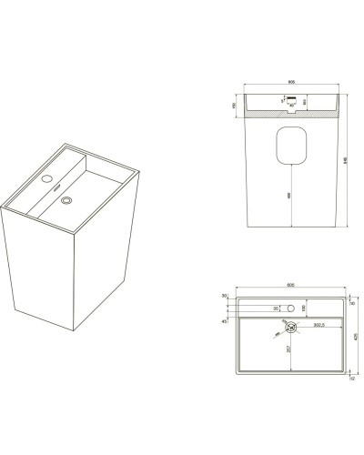 Раковина напольная 60,5х42,5 см NT Bagno Padova NT406