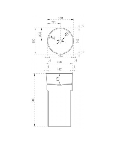 Раковина напольная 45х45 см Abber Kristall AT2701Opal