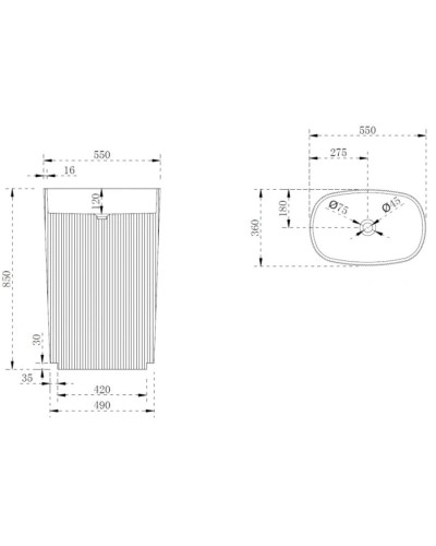 Раковина напольная 55х36 см Abber Stein AS2502Violett
