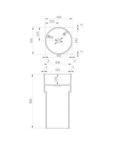 Раковина напольная 45х45 см Abber Kristall AT2701Rubin