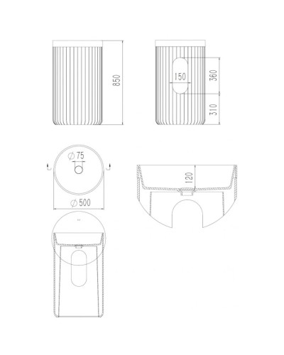 Раковина напольная 50х50 см Abber Bremen AM2901DB