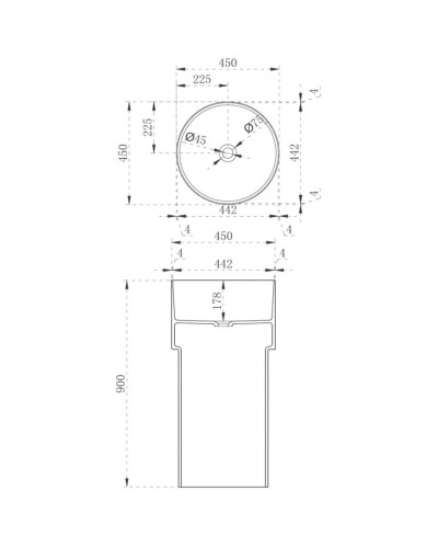 Раковина напольная 45х45 см Abber Kristall AT2701Aquamarin
