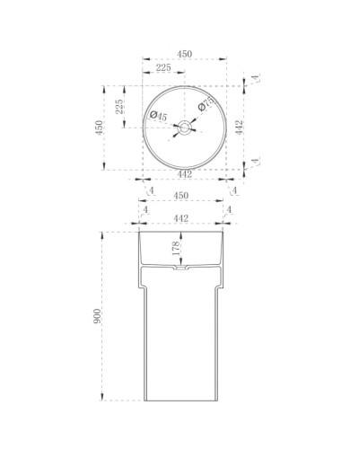 Раковина напольная 45х45 см Abber Kristall AT2701Emerald