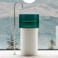 Раковина напольная 45х45 см Abber Kristall AT2701White-Aquamarin