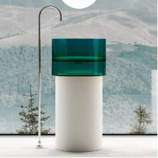 Раковина напольная 45х45 см Abber Kristall AT2701White-Aquamarin