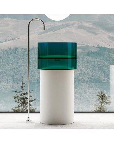 Раковина напольная 45х45 см Abber Kristall AT2701White-Aquamarin