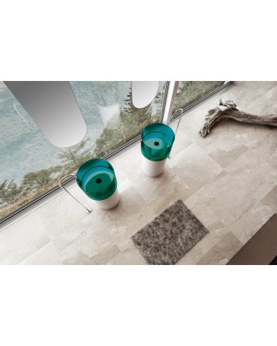 Раковина напольная 45х45 см Abber Kristall AT2701White-Aquamarin