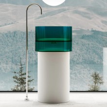 Раковина напольная 45х45 см Abber Kristall AT2701White-Aquamarin-H