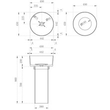 Раковина напольная 45х45 см Abber Kristall AT2702Aquamarin