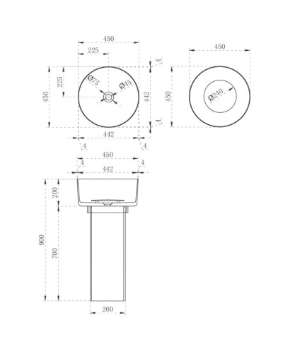 Раковина напольная 45х45 см Abber Kristall AT2702Emerald