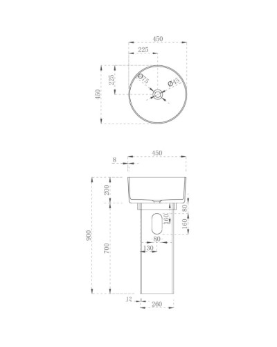 Раковина напольная 45х45 см Abber Kristall AT2702Emerald-H