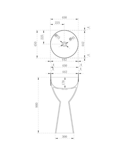 Раковина напольная 45х45 см Abber Kristall AT2703Black-Opal