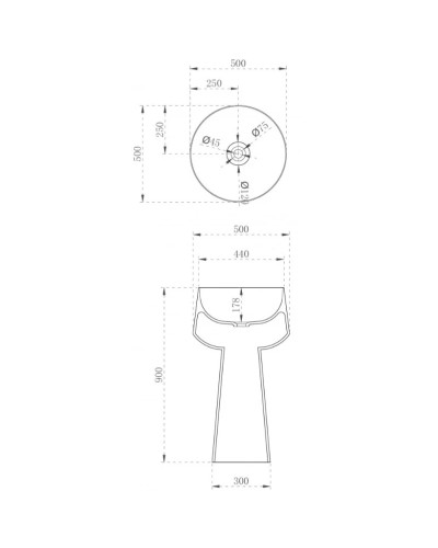 Раковина напольная 50х50 см Abber Kristall AT2706White-Onyx