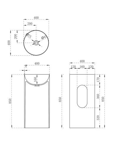 Раковина напольная 40x40 см Vincea VBS-6SP01MW