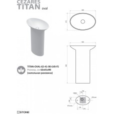 Напольная раковина из литьевого мрамора CEZARES TITAN-OVAL-62-41-90-LVB-FS