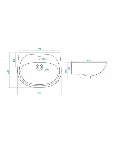 Раковина 50 см Santek Анимо  1.WH11.0.496