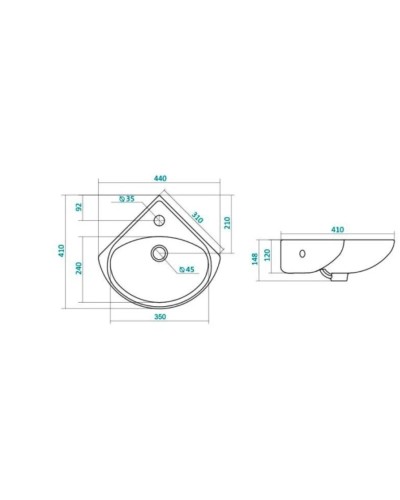 Раковина угловая Ирис 36 Santek 1.WH11.0.514