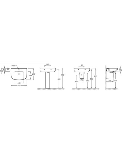 Раковина подвесная 67 см Jacob Delafon Odeon Up E4754C-00