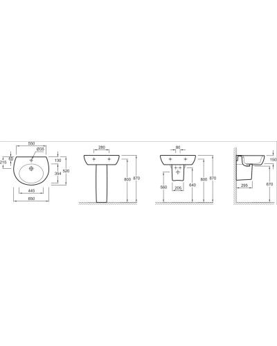 Раковина 65 см Jacob Delafon Ove E1565-00
