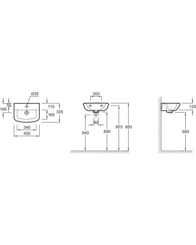 Рукомойник 45 см Jacob Delafon Panache E1439-00