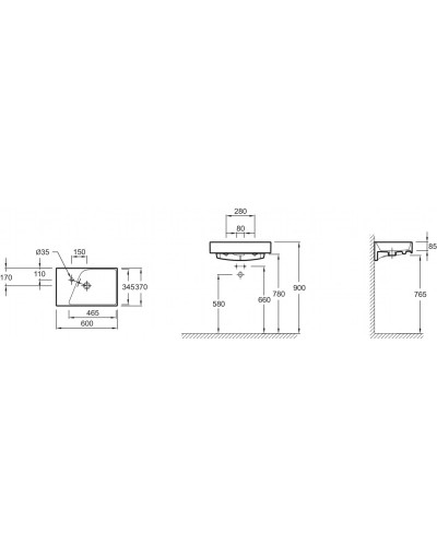 Раковина подвесная 60х37 см Jacob Delafon Rythmik EXR112-00