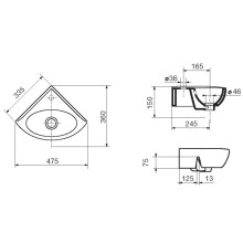 Раковина угловая 47,5 см Ideal Standard Ecco W420201
