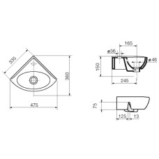 Раковина угловая 47,5 см Ideal Standard Ecco W420201
