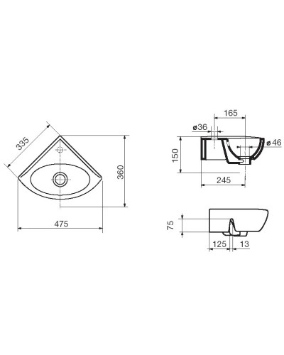 Раковина угловая 47,5 см Ideal Standard Ecco W420201