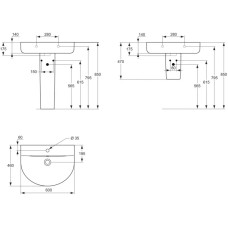 Раковина 60 см Ideal Standard Connect Arc E787501