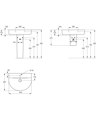 Раковина 60 см Ideal Standard Connect Arc E787501