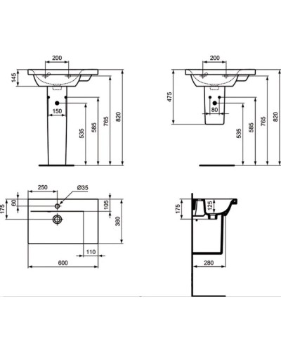 Раковина 60 см Ideal Standard Connect Space E136601