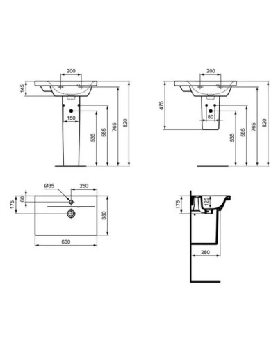 Раковина 60 см Ideal Standard Connect Space E136501