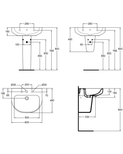 Раковина 60 см Ideal Standard Playa J491401