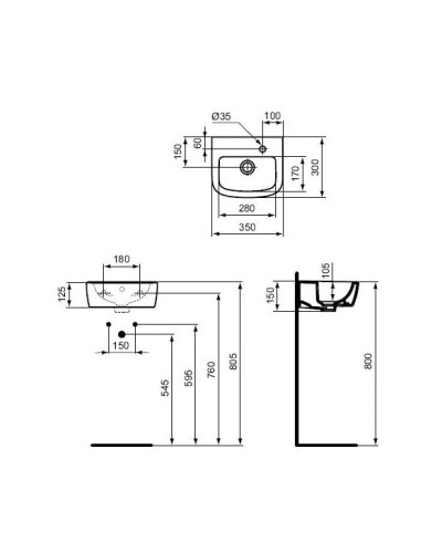 Раковина 35 см Ideal Standard Tempo T056901