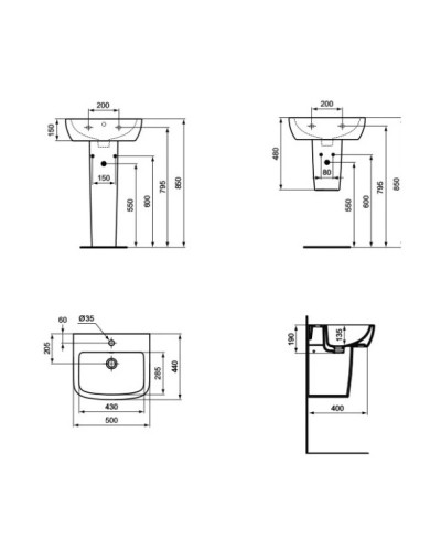 Раковина 50 см Ideal Standard Tempo T056601