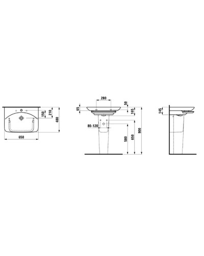 Раковина 65 см Laufen Palace 8.1070.3.000.104.1
