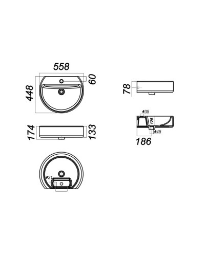 Раковина 55,8 см Sanita Luxe Best Bubbles BSTSLWB12