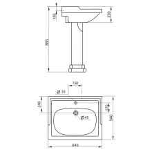 Раковина 64х54 см Cezares Laredo CZR-398-T