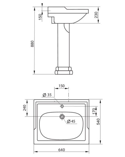 Раковина 64х54 см Cezares Laredo CZR-398-T