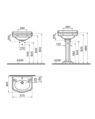 Раковина 57 см белый с одним отверстием под смеситель Vitra Efes 6155B003-0001