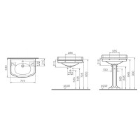 Раковина 72 см белый с одним отверстием под смеситель Vitra Efes 6055B003-0001
