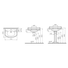 Раковина 72 см белый с одним отверстием под смеситель Vitra Efes 6055B003-0001