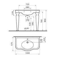 Раковина 100 см белый с одним отверстием под смеситель Vitra Efes 6209B003-0001