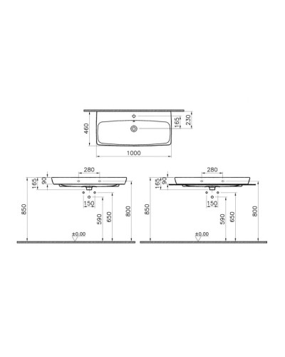Раковина 100 см Vitra Metropole 5664B003-0001