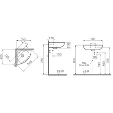 Раковина угловая 56,5 см Vitra Arkitekt 6093B003-0001