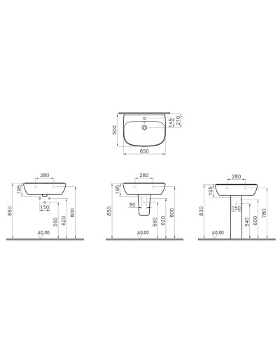 Раковина 65 см Vitra Zentrum 5634B003-0001